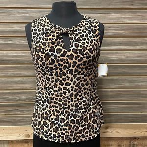 Kasper Petite Women’s Knot-Neck Top Chocolate Combo-PS